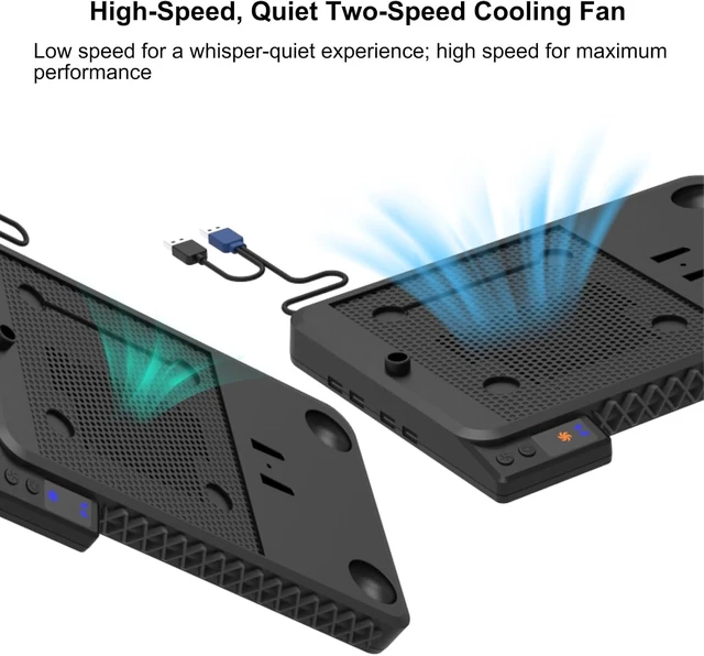 Alt view image 5 of 7 - Cooling Charging Dock for Steam Machine, DualFan RGB LED 3Port USBHub