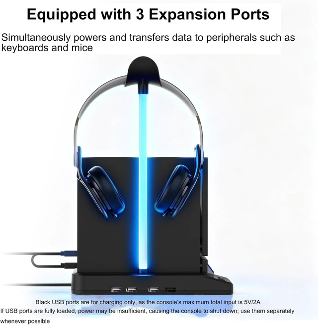 Alt view image 6 of 7 - Cooling Charging Dock for Steam Machine, DualFan RGB LED 3Port USBHub