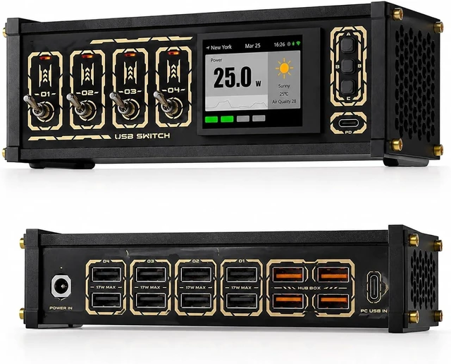 Main image of 8 Port USB Docking Station, Tech-Style Desktop Power Hub