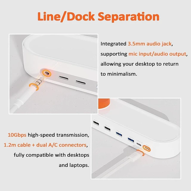 Alt view image 7 of 7 - 12-in-1 Knob Docking Station, USB C Hub Multiport Adapter, USB c hub