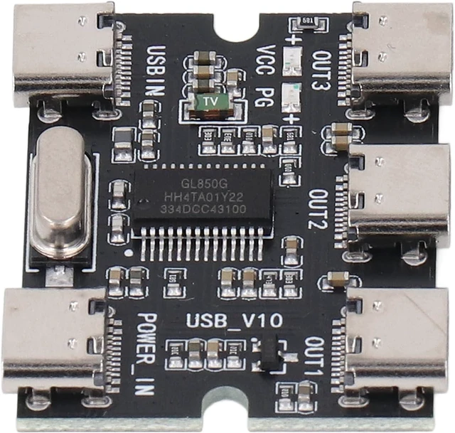 Alt view image 3 of 7 - USB 2.0 Hub Expansion Module, 1 in 3 Out Type C Interface, GL850G