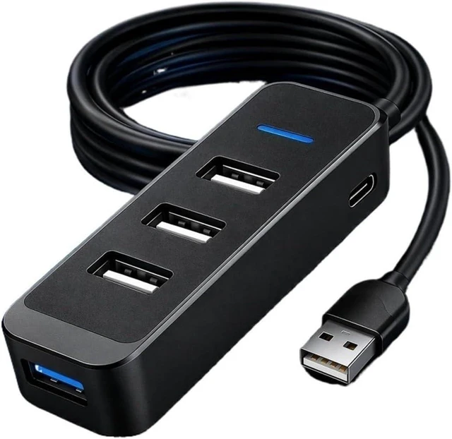 Alt view image 4 of 4 - 4 Port USB 2.0 Hub 5V 2A Powered Splitter