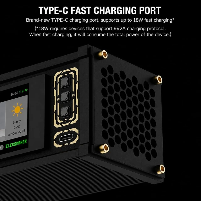 Alt view image 5 of 7 - 8-Port USB Docking Station, 72w Desktop USB Power Hub, 4 Independent Toggle Switches, 2.4-inch IPS Display, Smart Power Management Controller for Desktop Devices