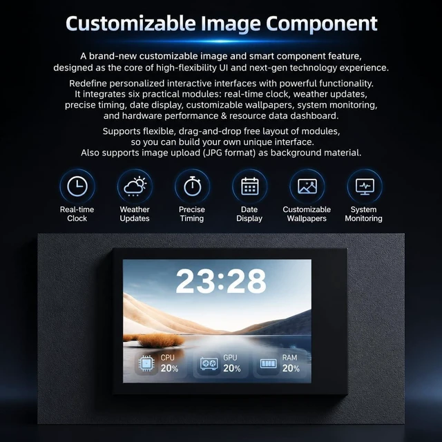 Alt view image 7 of 7 - 8-Port USB Docking Station, 72w Desktop USB Power Hub, 4 Independent Toggle Switches, 2.4-inch IPS Display, Smart Power Management Controller for Desktop Devices