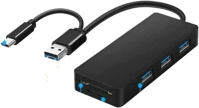 Alt view image 3 of 3 - USB + Ty/pe C 6-in-1 Multi 3.0 Hub Adapter