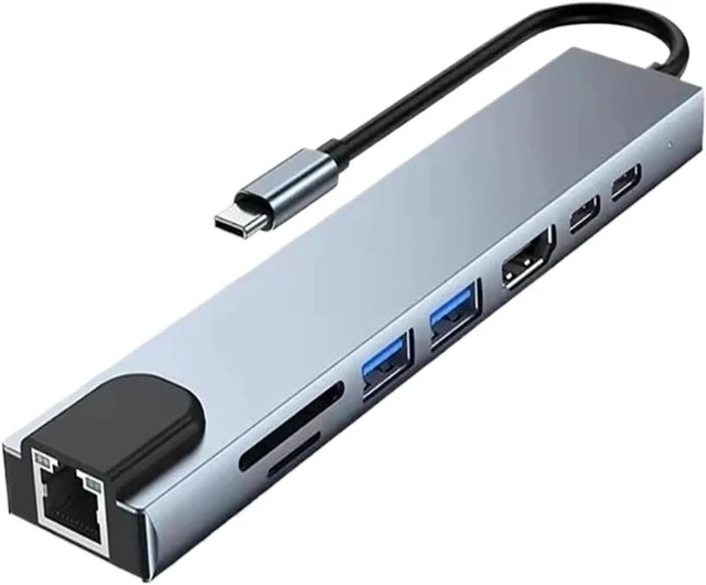 Alt view image 3 of 4 - USB C Hub 8 in 1 Ty/pe to 4K HDMI-Compatible Adapter