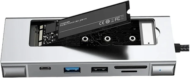Alt view image 3 of 3 - 8-in-1 M.2 SSD Docking Station with Disk Storage 10Gbps USB 3. HUB