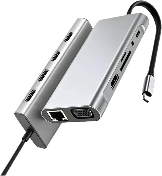 Alt view image 2 of 4 - 11-in-1 Docking Station USB 3.0 HUB T/y/pe-C to 4K HDMI 5Gbps USB3
