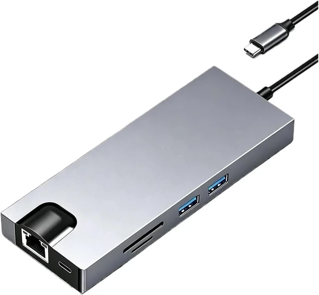 Alt view image 2 of 3 - Gigabit Ethernet USB C HUB VGA HDMI Dual Video Docking Station