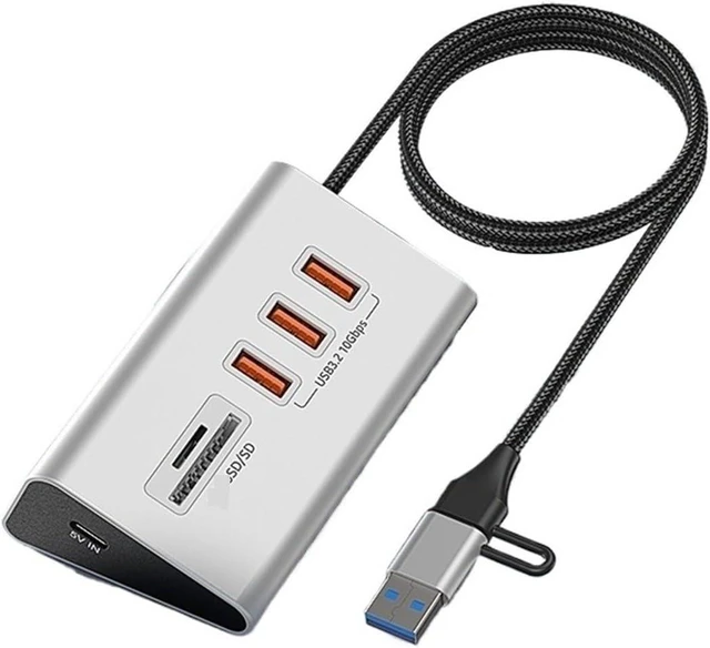 Main image of Aluminium USB3.2 Gen2 10Gbps HUB with TF/SD Card Reader USB-C/USB A Hub