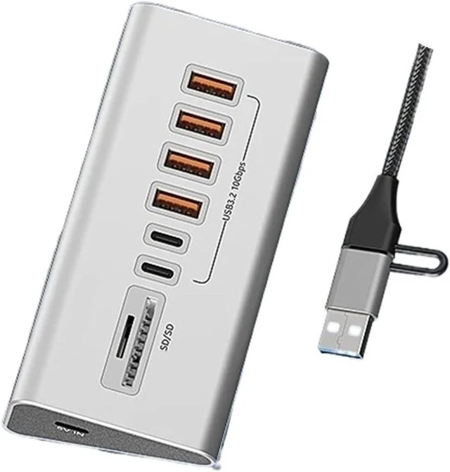 Alt view image 2 of 3 - Aluminium USB3.2 Gen2 10Gbps HUB with TF/SD Card Reader USB-C/USB A Hub