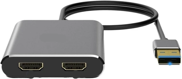 Alt view image 2 of 3 - USB 3.0 to Dual HDMI-com/patible Adapter 4K@30Hz Docking Station Hub