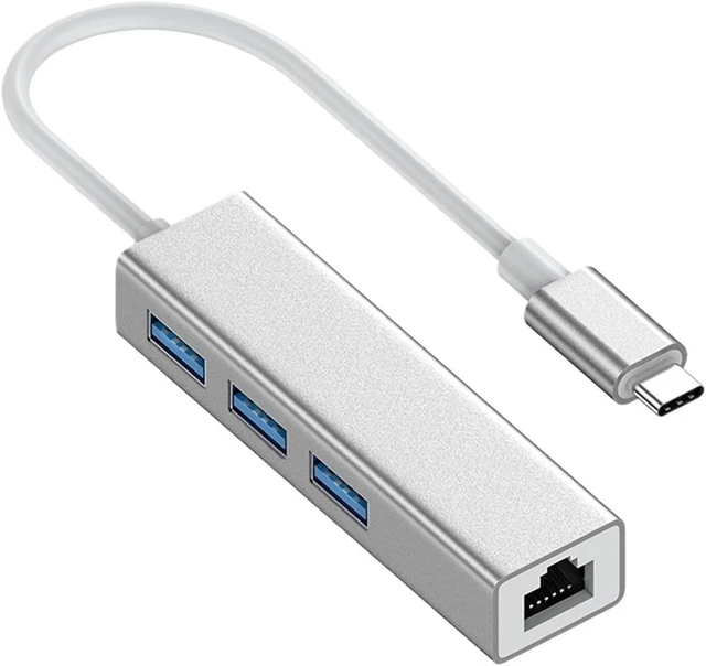 Alt view image 2 of 3 - 4 in 1 100m USB C Hub mi ni Size Type 3.0 to RJ45 PD OTG Adapter Dock for Air Pro PC HUB