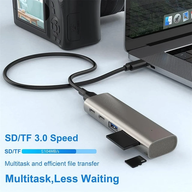 Alt view image 5 of 6 - 1 Multi Splitter Adapter Type C Dock Station for TF Card.HC463 10Gbps 3. Gen2 Hub 6 in