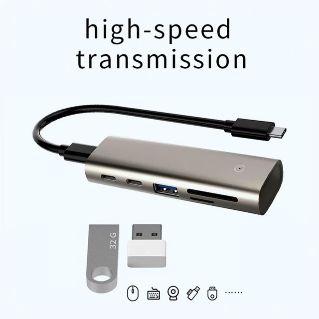 Alt view image 2 of 6 - 1 Multi Splitter Adapter Type C Dock Station for TF Card.HC463 10Gbps 3. Gen2 Hub 6 in