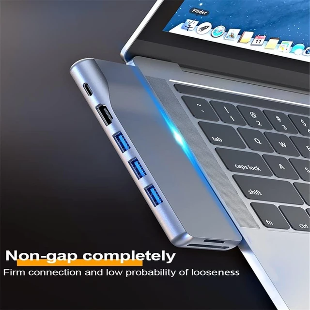 Alt view image 6 of 6 - Type-C 8 in 1 Adapter with 4k Ethernet Card Reader Thunderbolt 3 PD100W USB3.0 HUB