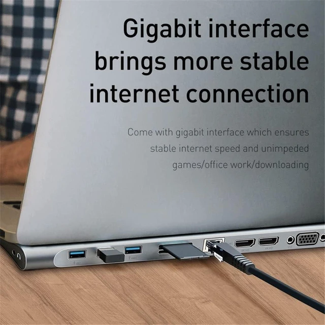Alt view image 5 of 7 - Type C HUB to 3.0 -Compatible RJ45 HUBDouble 4K/HD Video Interface(3.0 x3HDMI x1)