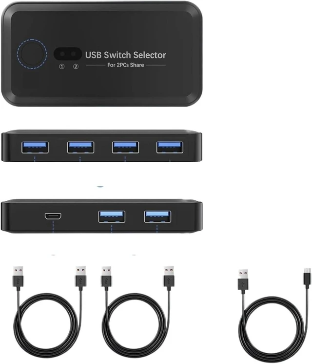 Alt view image 3 of 3 - USB 2.0 3. Switch KVM Switcher Selector KM Hub Docking Station Dock(USB2.0)