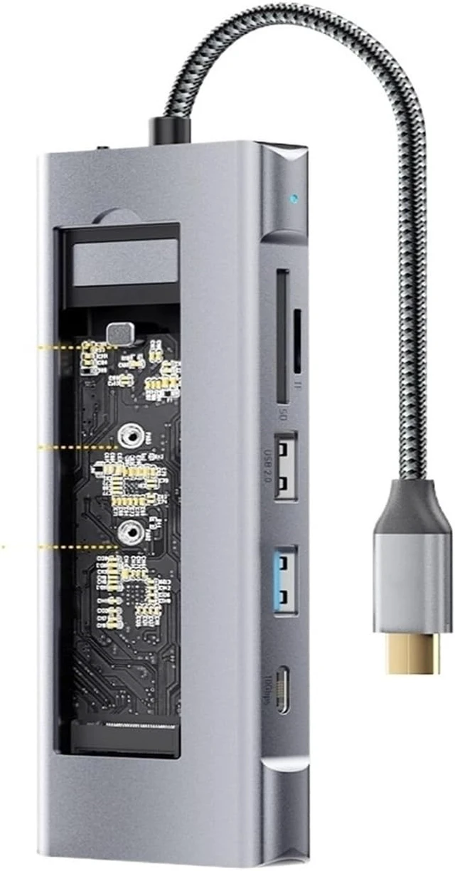 Alt view image 2 of 3 - 8-in-1 USB HUB with Disk Storage Function PD100W Dock Station