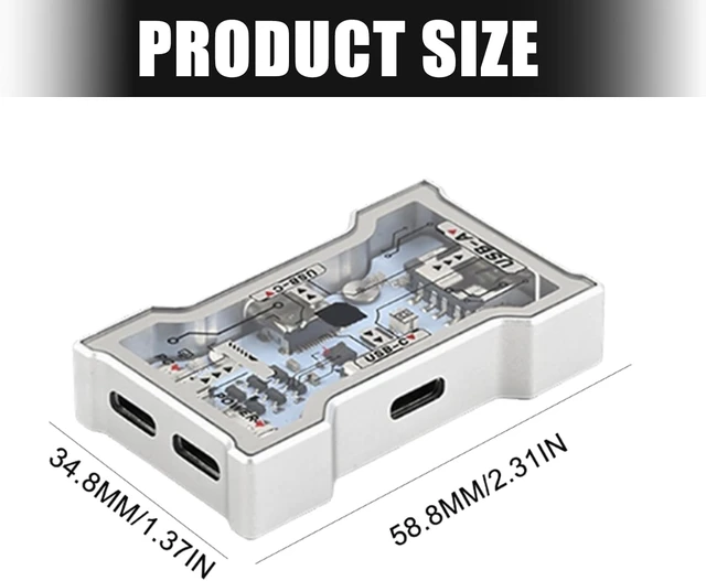 Alt view image 3 of 7 - Desktop Access Hub with Stand, Docking Adapter Offering 2 Type-C Ports and USB-a Reach, Clear View Top, Compact Aluminum Build for Worktables Type C Docking Hub Desk Stand Multiport Adapter Two Ports