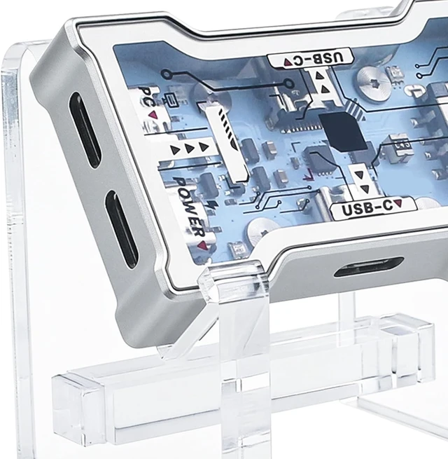 Alt view image 6 of 7 - Desktop Access Hub with Stand, Docking Adapter Offering 2 Type-C Ports and USB-a Reach, Clear View Top, Compact Aluminum Build for Worktables Type C Docking Hub Desk Stand Multiport Adapter Two Ports