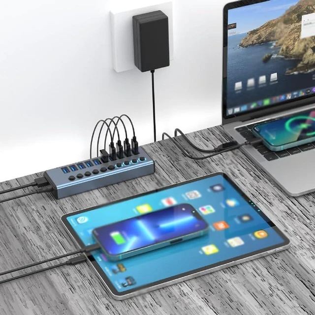 Alt view image 2 of 5 - 10-Port USB3.0 Splitter Industrial HUB Multi-Interface High-Power