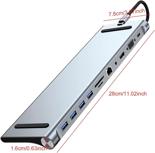 Alt view image 3 of 3 - 11 in 1 USB C Docking Station 100W