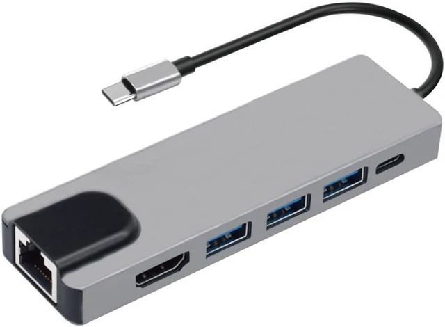 Main image of AINEX USB-CDOCK03 USB Type-C Connection, Multi-Adapter, 6 in 1, HDMI, 4K/30Hz, USB 3.2 x 3, PD100W, Wired LAN, USB CDOCK03