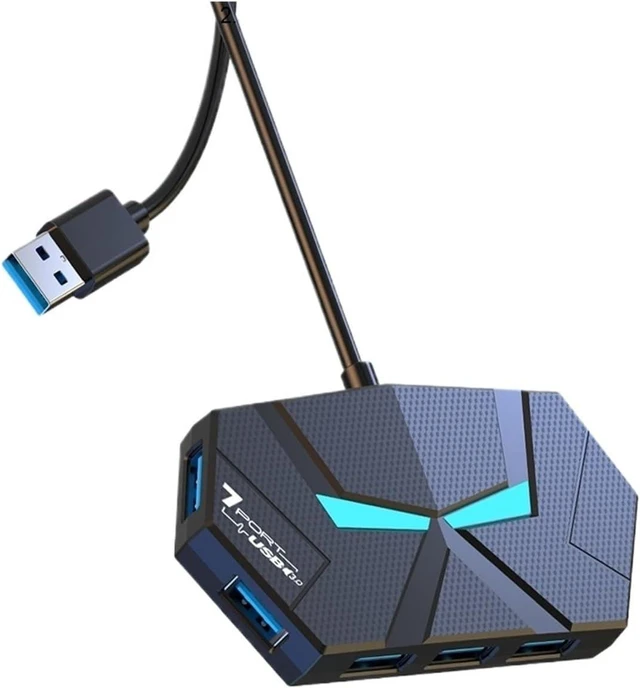 Alt view image 3 of 3 - 7 Ports USB 3.0 HUB Docking Station Splitter Adapter 5Gbps