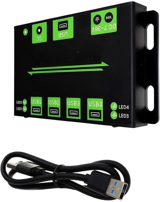Alt view image 2 of 7 - Industrial USB 3.2 Hub with 4 Ports, Metal Casing, DC 7-36V Input, 5V