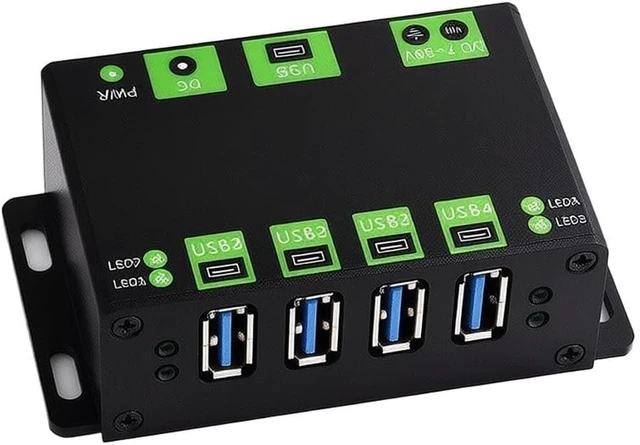 Alt view image 4 of 7 - Industrial USB 3.2 Hub with 4 Ports, Metal Casing, DC 7-36V Input, 5V