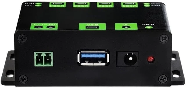 Alt view image 7 of 7 - Industrial USB 3.2 Hub with 4 Ports, Metal Casing, DC 7-36V Input, 5V