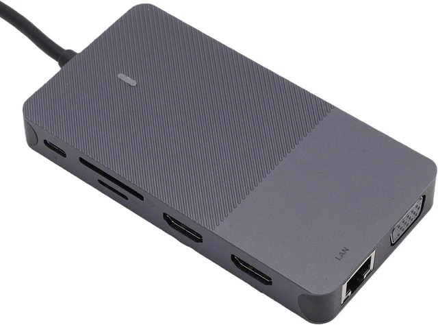 Main image of Luocute USB 3.0 Docking Station, Aluminum Alloy USB C Hub with 2 Ports VGA Gigabit Ethernet 2 3.0 Ports Card Reader, Laptop Docking Station with Type C OTG Converter