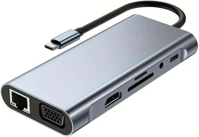 Alt view image 4 of 4 - USB C Hub Compatible with HDTV USB 3.0 4K 30Hz Type-C to HDMI Adapter 10-in-1 Type-C Hub Docking Station PD 87W USB C Splitter