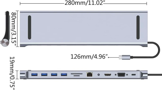 Alt view image 2 of 7 - USB 3.0 Multi-Interface Hub Adapter 11-in-1 VGA Rj45 Reader