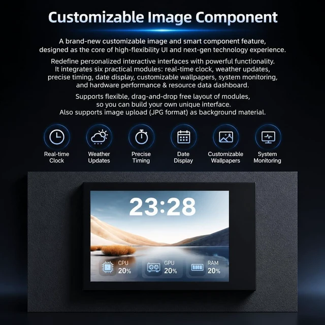 Alt view image 7 of 7 - 8 Port USB Docking Station, Desktop Expander, 4 Independent Toggle Switches, 2.4-inch IPS Display, Power Management Controller, for Phones, Tablets, and Gadgets
