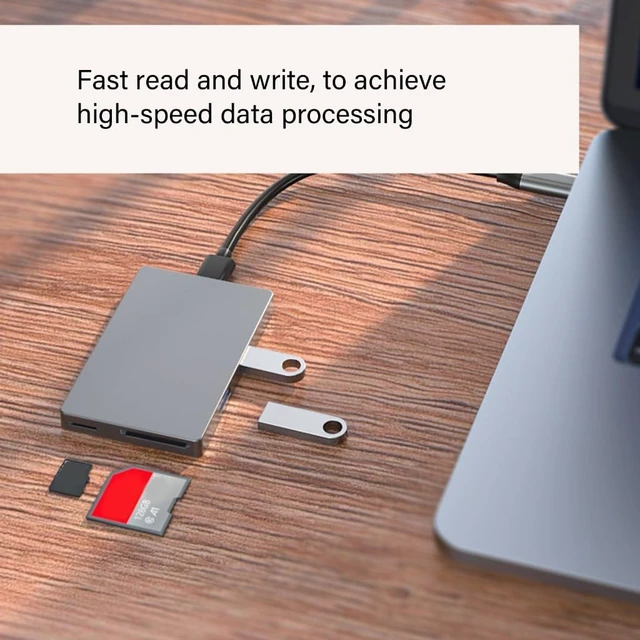 Alt view image 5 of 6 - 6Port USB C Adapter 4K60hz Video Transfer USB 3.0x2 Data Port Card Reader Enhances Connection Fast Charging