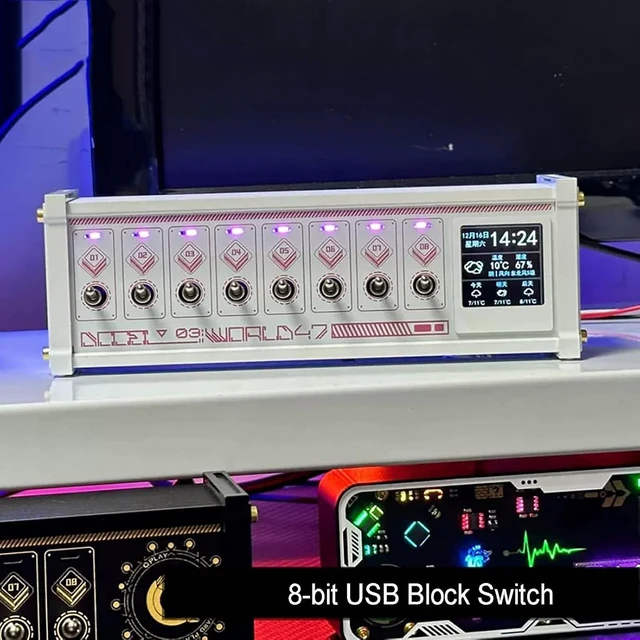 Alt view image 3 of 7 - 8 Port USB Switch, Modular USB Hub Docking Station, Independent Control, Data Transmission, 8 USB Output Ports+4 Data Transfer Ports + 2 Type-c Ports, for Boyfriend Gift White