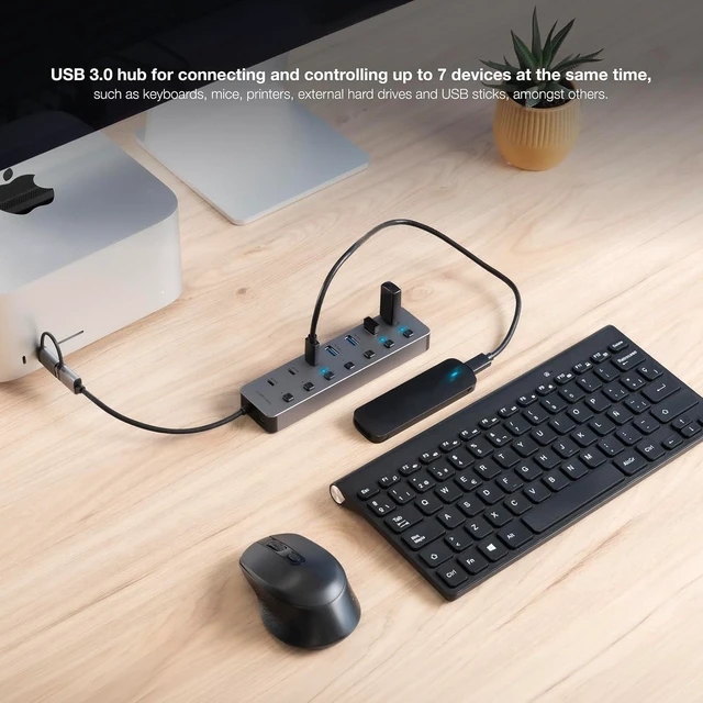Alt view image 3 of 4 - NANOCABLE 10.16.4510 USB-C + USB-A/M HUB to 4x USB-A + 3x USB-C 3.0 + USB-C 5V