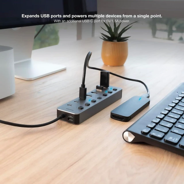 Alt view image 4 of 4 - NANOCABLE 10.16.4510 USB-C + USB-A/M HUB to 4x USB-A + 3x USB-C 3.0 + USB-C 5V