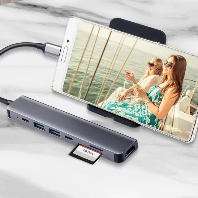 Alt view image 5 of 7 - 7 in 1 USB C HUB USB 3.0 HDMI 4K 60Hz Video USB2.0 SD TF Card Slot Reader Multi-Ports PD Charging for PC/Laptops/MacBook Pro