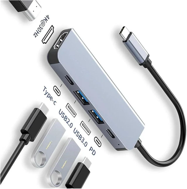 Alt view image 2 of 3 - USB C Hub to 4K HDMI-Compatible USB 3.0 2.0 Type C PD Charging Dock for S10 Dex TV Mouse Keyboard U Disk