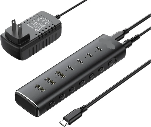 Main image of USB 3.2 Hub Splitter 7-in-1 10Gbps Data Transfer with Individual Touch Switches Docking Stations for Laptop PC Computer