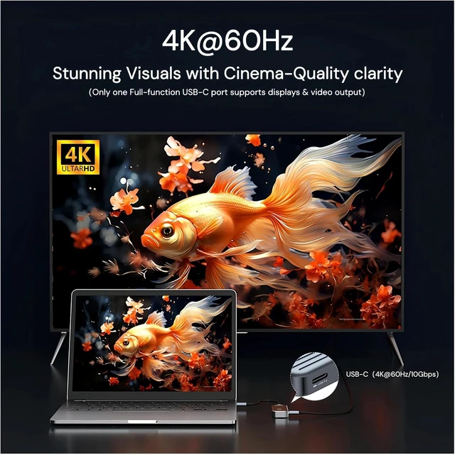 Alt view image 4 of 6 - USB C Hub 4K 60Hz Video Transfer PD 100W 10Gbps Aluminium USB 3.2 Gen 2 Hub Laptop Docking Station Type C Adapter USB Splitter