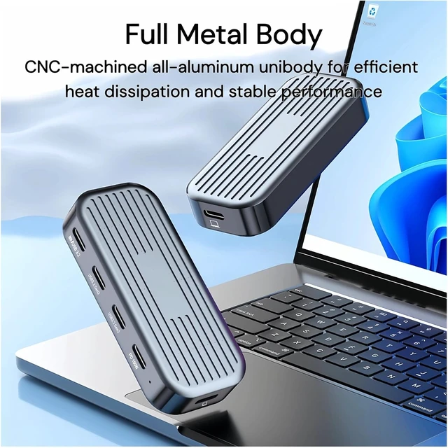 Alt view image 6 of 6 - USB C Hub 4K 60Hz Video Transfer PD 100W 10Gbps Aluminium USB 3.2 Gen 2 Hub Laptop Docking Station Type C Adapter USB Splitter