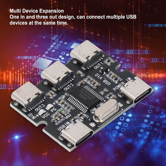 Alt view image 7 of 7 - 5V USB 2.0 Hub Expansion Module, 1 in 3 Out Type C Interface, High - Efficiency GL850G Chip USB Hub for Students Engineers Technicians, Plug and Play with No Driver