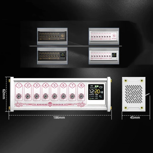 Alt view image 5 of 7 - 8 Ports USB Switch, 36w Modular USB Hub Docking Station, Independent Metal Switch, 1.54in Led Screen, for Data Transmission, Tablets White