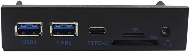 Main image of USB Front Panel Hub Compatible with Desktop Computers 5Gbps 2 X USB3.0 1 X Type-C TF SD HD Audio 3.5mm Earphone Jack Mic Adapter 3.5 Inch Floppy Bay