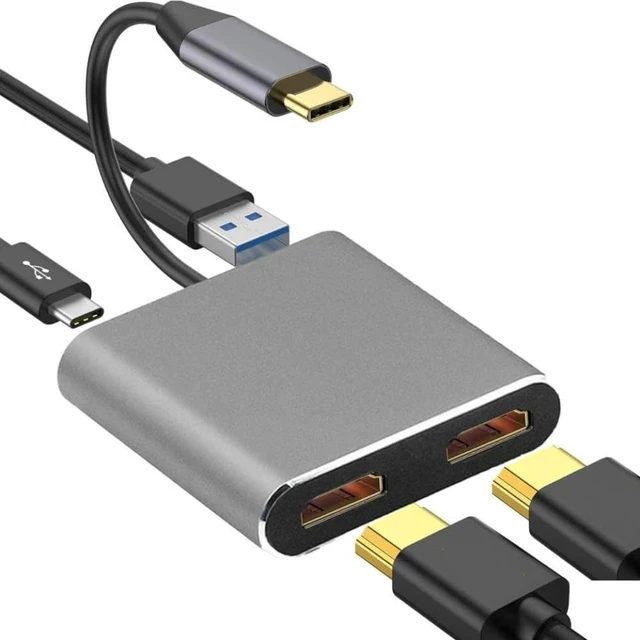 Alt view image 3 of 3 - Type-C Hub Docking Station with Dual HDMI 4K USB 3.0 PD Fast Compatible with USB C Devices