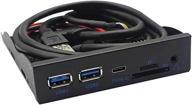 Alt view image 4 of 5 - USB Front Panel Hub Compatible with Desktop Computers 5Gbps 2 X USB3.0 1 X Type-C TF SD HD Audio 3.5mm Earphone Jack Mic Adapter 3.5 Inch Floppy Bay